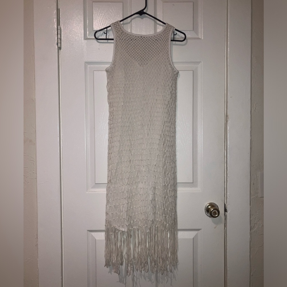 AllSaints Ivory Crochet Maxi Dress with slip
